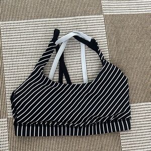 Lululemon Black and White Striped Sports Bra